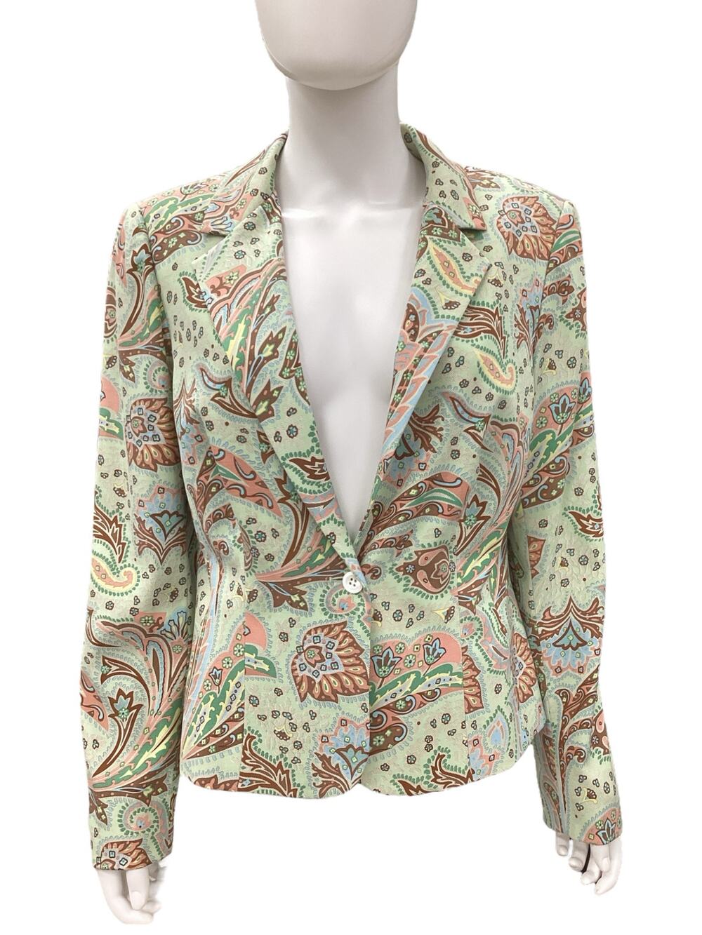 NWT J.McLaughlin Blazer Womens SZ12 Silk Cotton Spandex Blend Floral Print Green